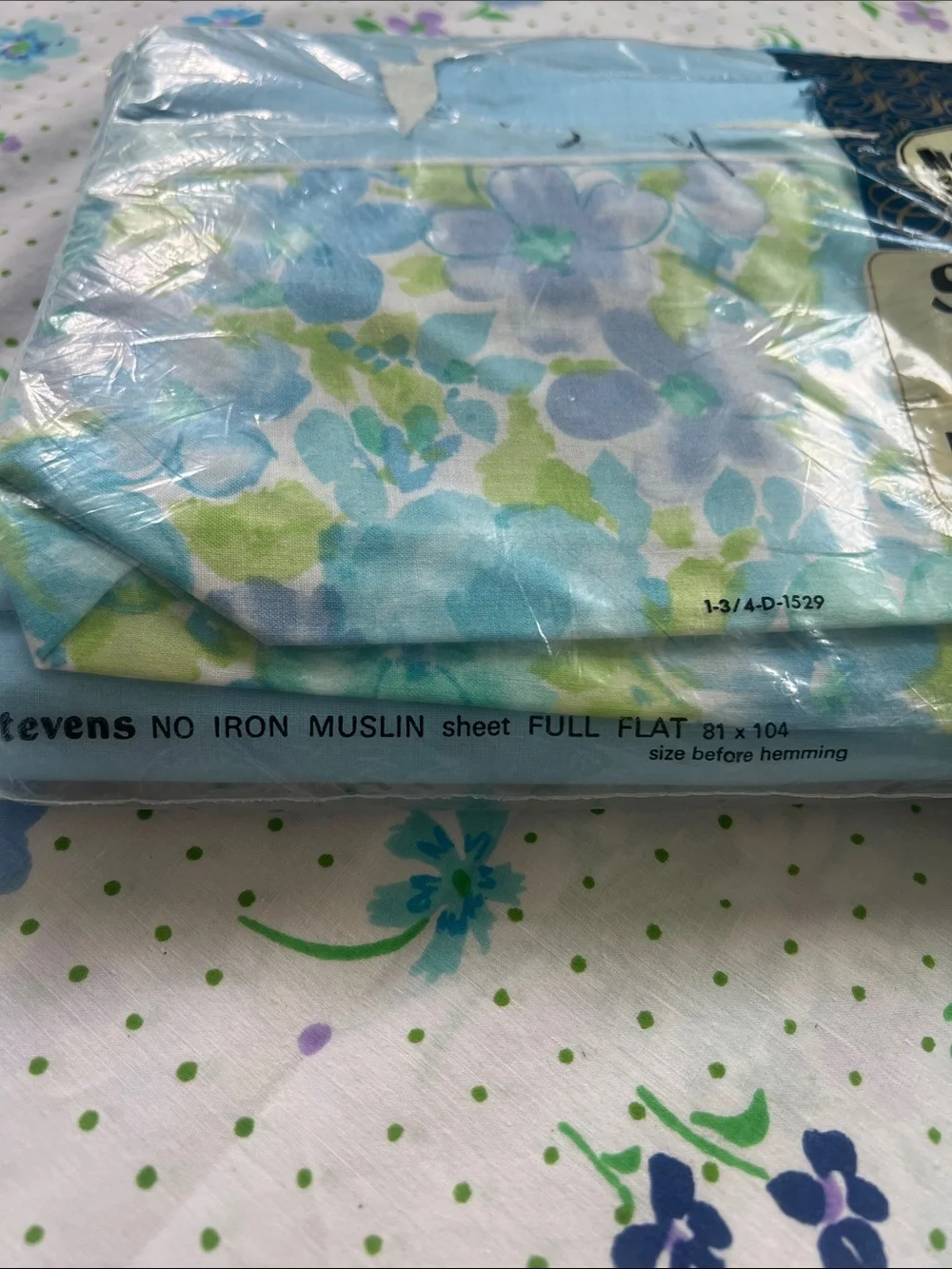 Vintage Full Flat Sheet -Steven’s Utica - 50/50 - Antoinette - Blue